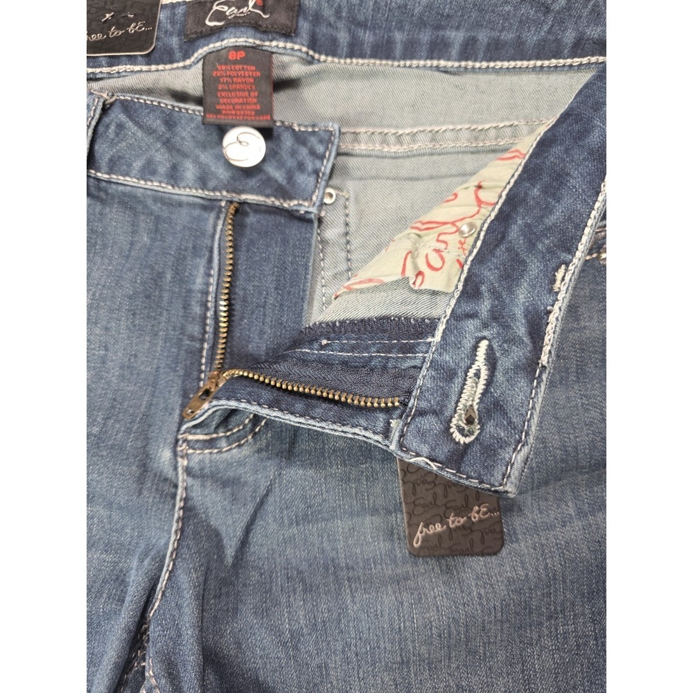 Y2K Earl Jean Capri Jeans Women's 8P Rhinestone Embellished Denim McBling - Picture 7 of 11